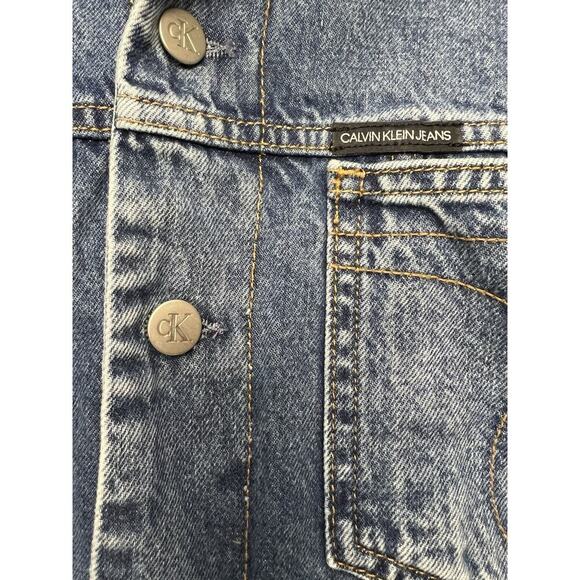 Calvin Klein 90s Denim Jacket Varsity College University Jeans Blouson Bomber S - Picture 6 of 11